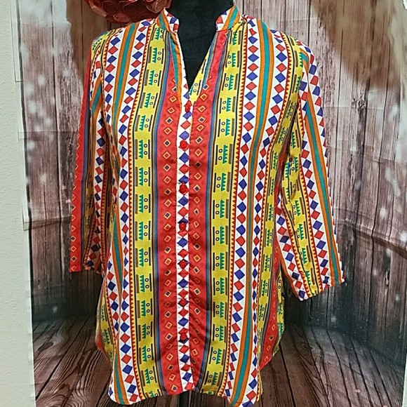 🔖Fusion beats colorful blouse - Picture 1 of 4